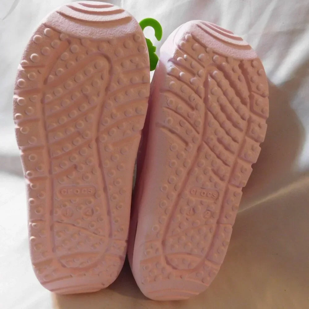 Crocs Swiftwater Splash Kids' Water Friendly Slip-On Shoes Size 2 Girls Pink NEW